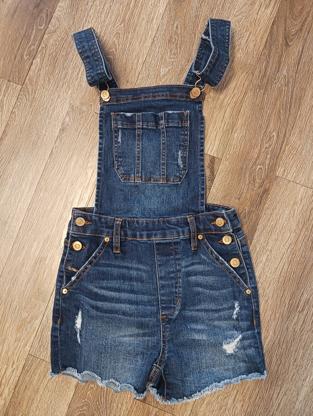 No Boundaries Dark Blue Denim Short Overalls Juniors Size 1